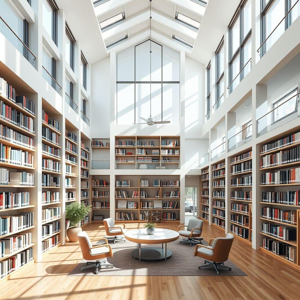 Contemporary library - AI Generated