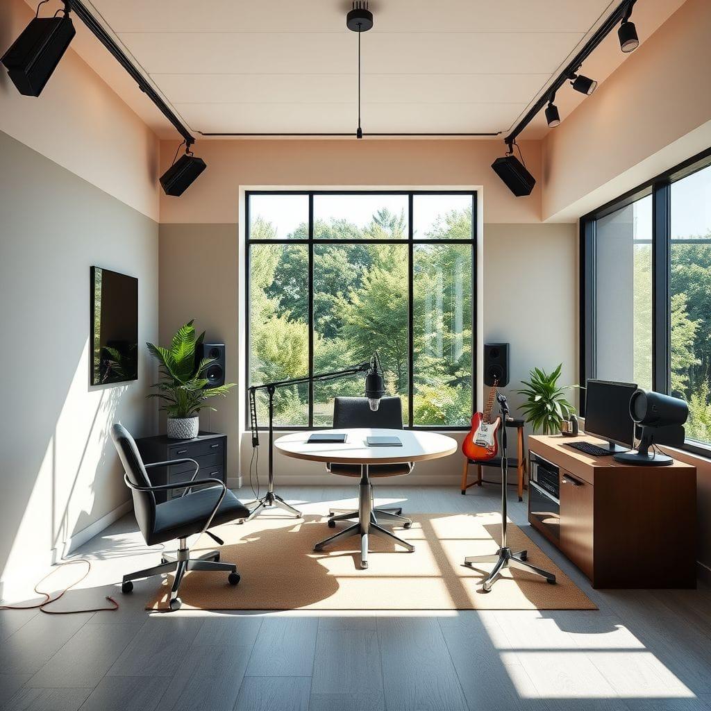 Contemporary podcast studio - AI Generated