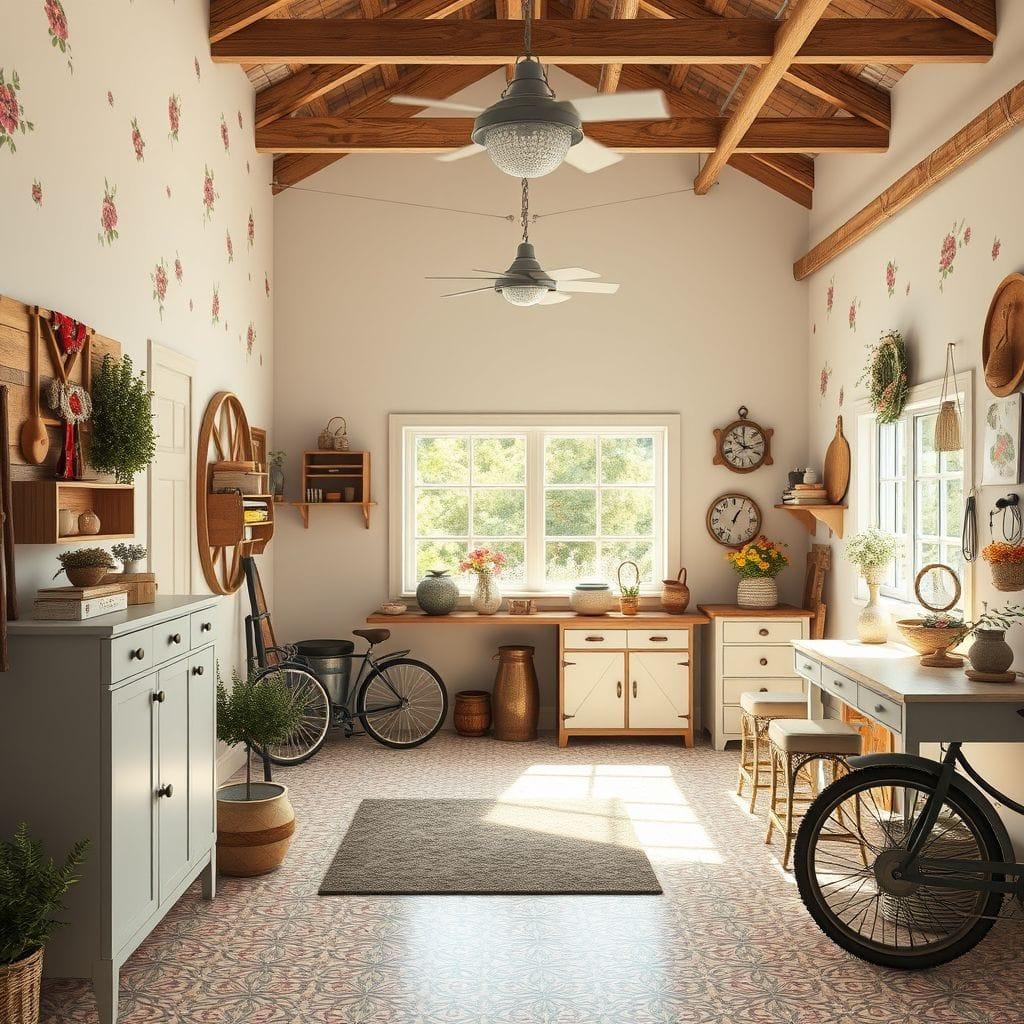 Cottagecore garage gym - AI Generated
