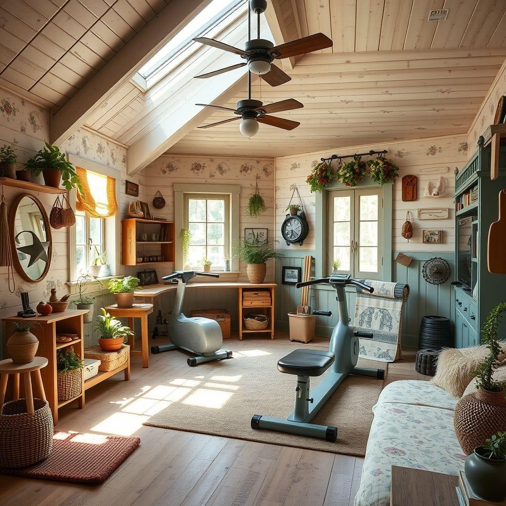 Cottagecore home gym - AI Generated