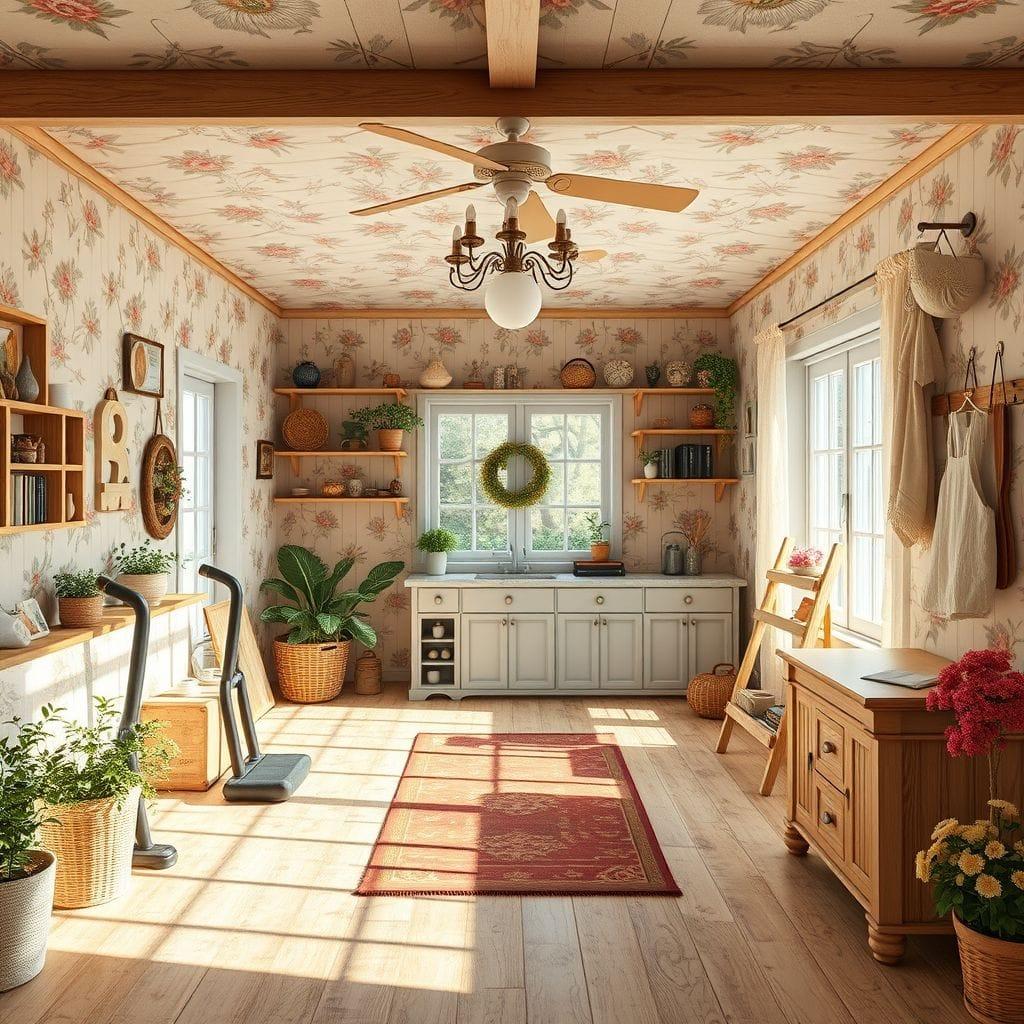 Cottagecore home gym - AI Generated