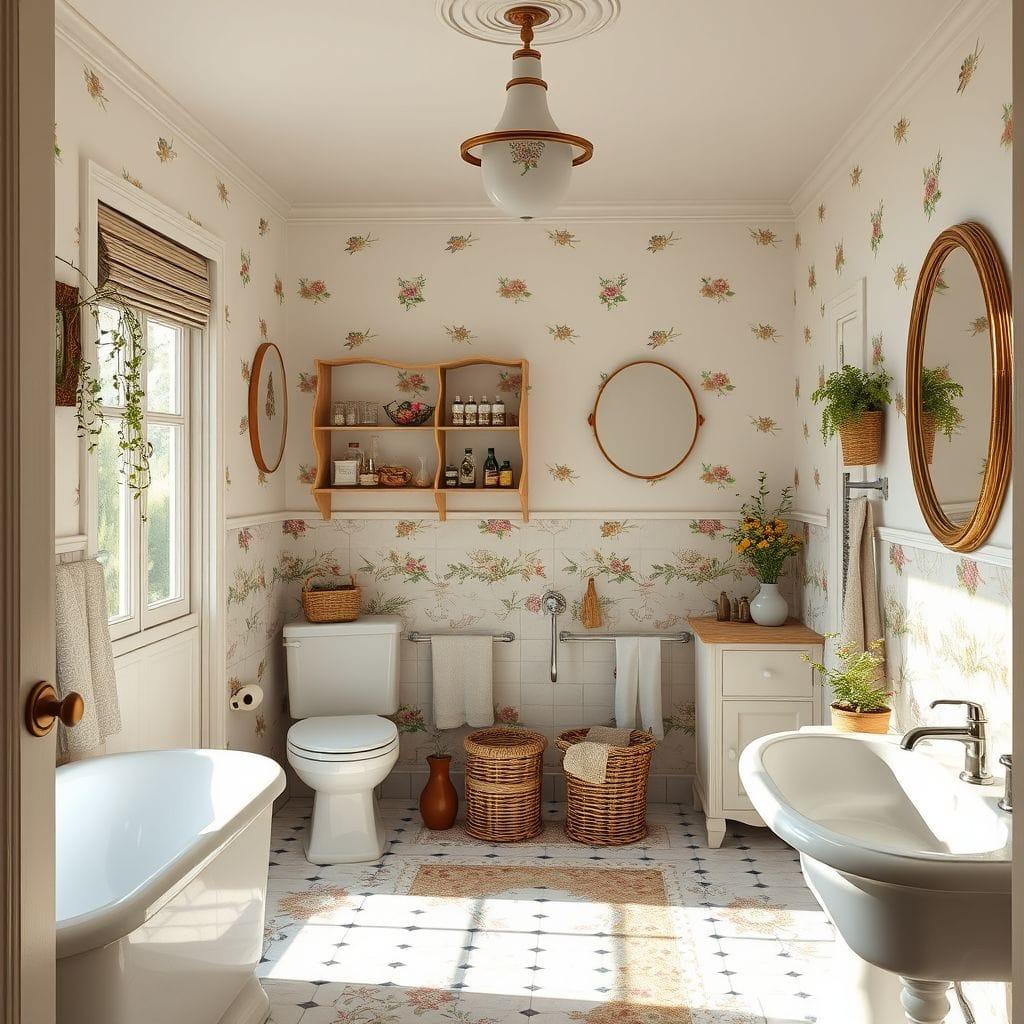 Cottagecore hotel bathroom - AI Generated