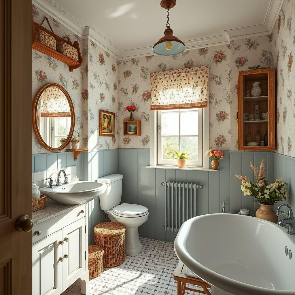 Cottagecore hotel bathroom - AI Generated