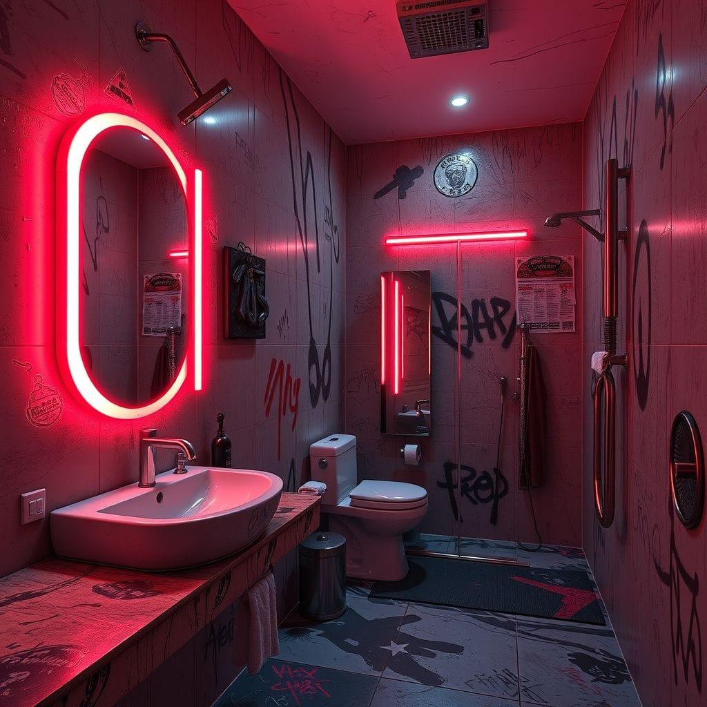 Cyberpunk bathroom - AI Generated