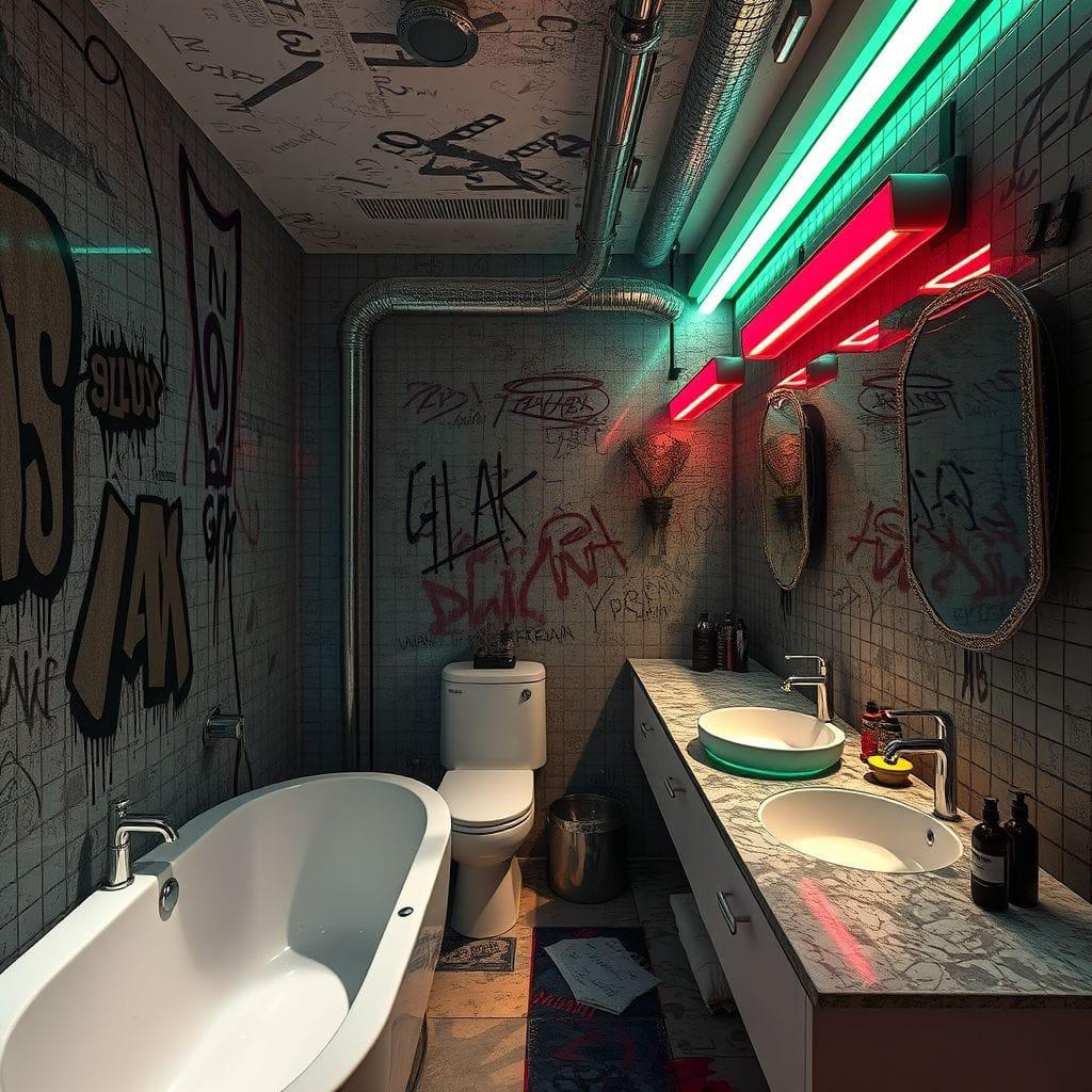 Cyberpunk bathroom - AI Generated