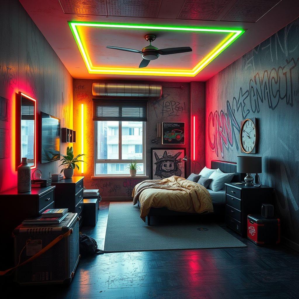 Cyberpunk bedroom - AI Generated
