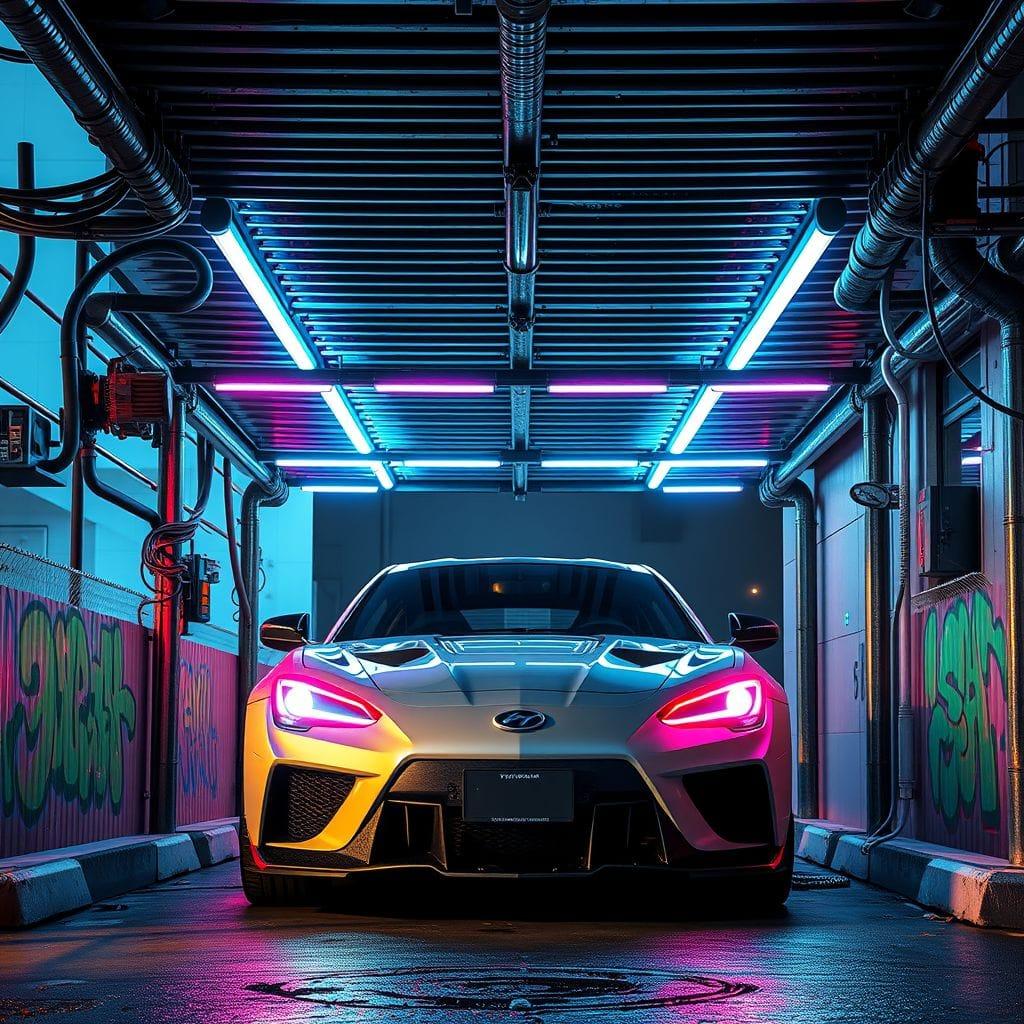 Cyberpunk carport - AI Generated