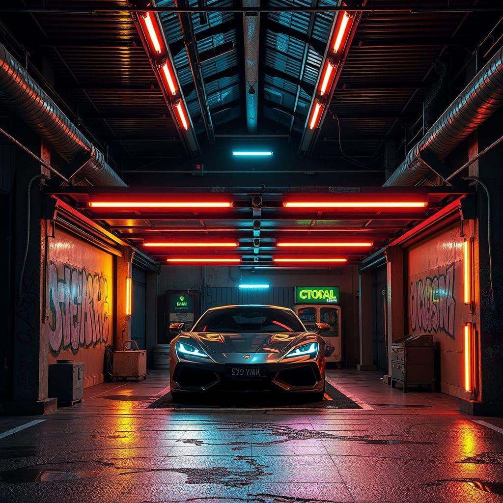 Cyberpunk carport - AI Generated