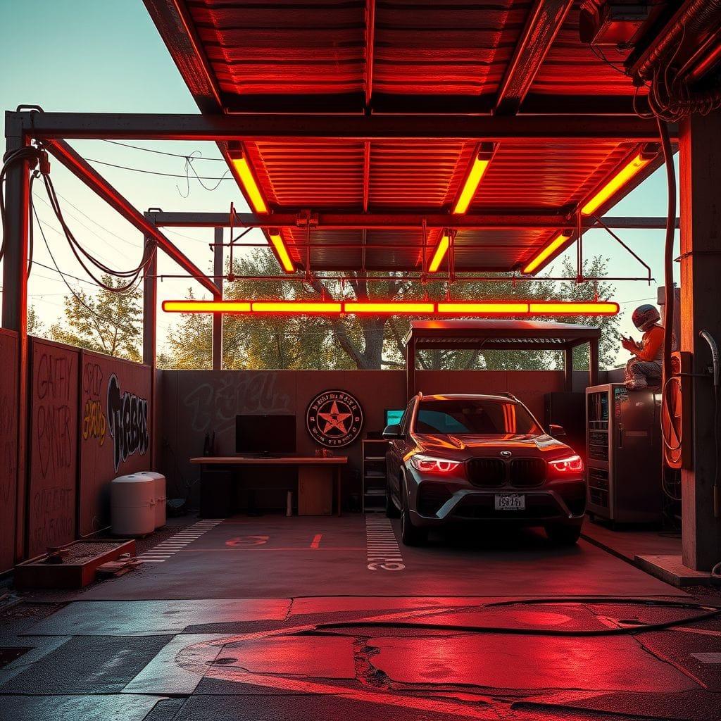 Cyberpunk carport - AI Generated