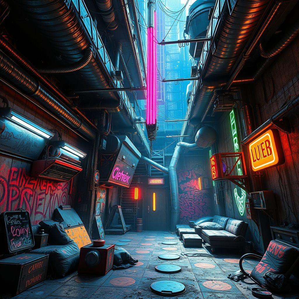 Cyberpunk drop zone - AI Generated
