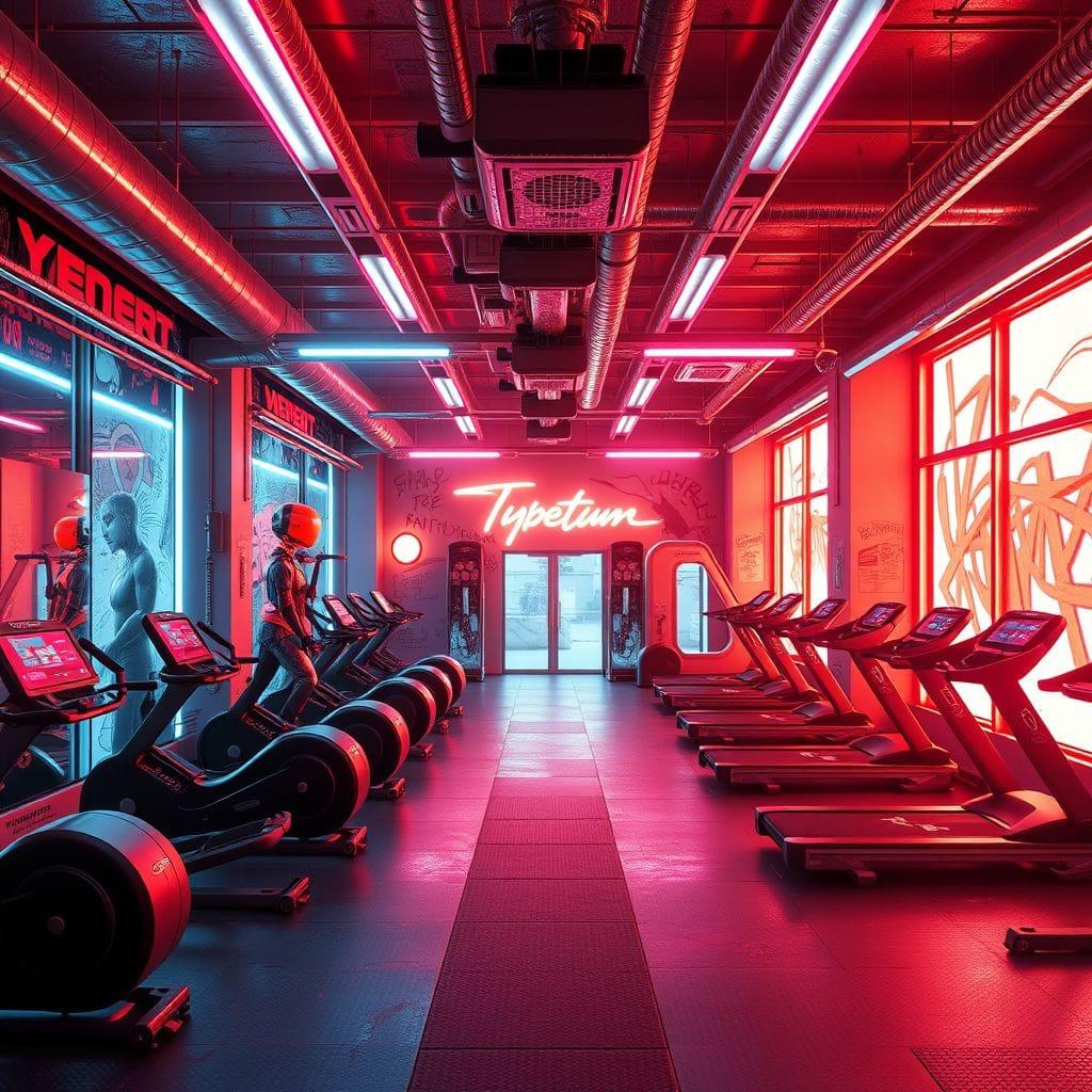 Cyberpunk gym - AI Generated