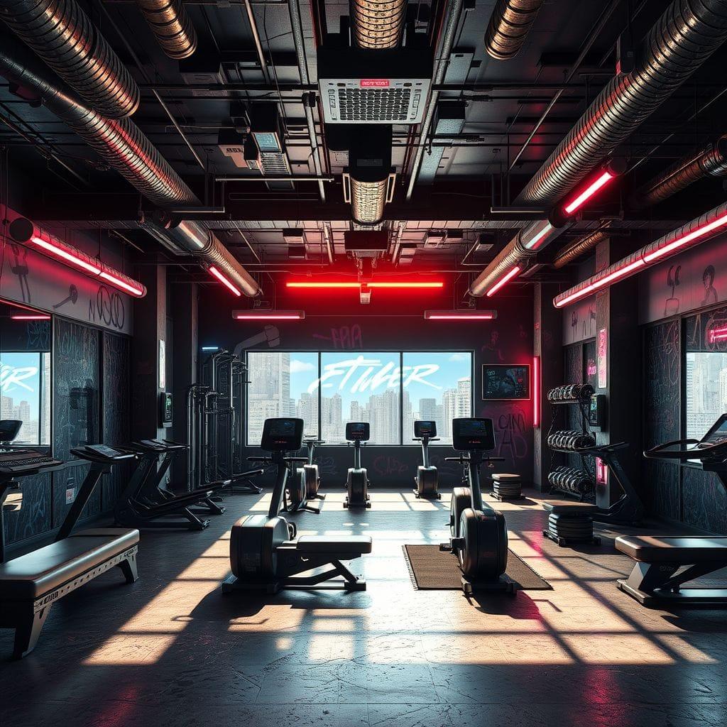 Cyberpunk gym - AI Generated
