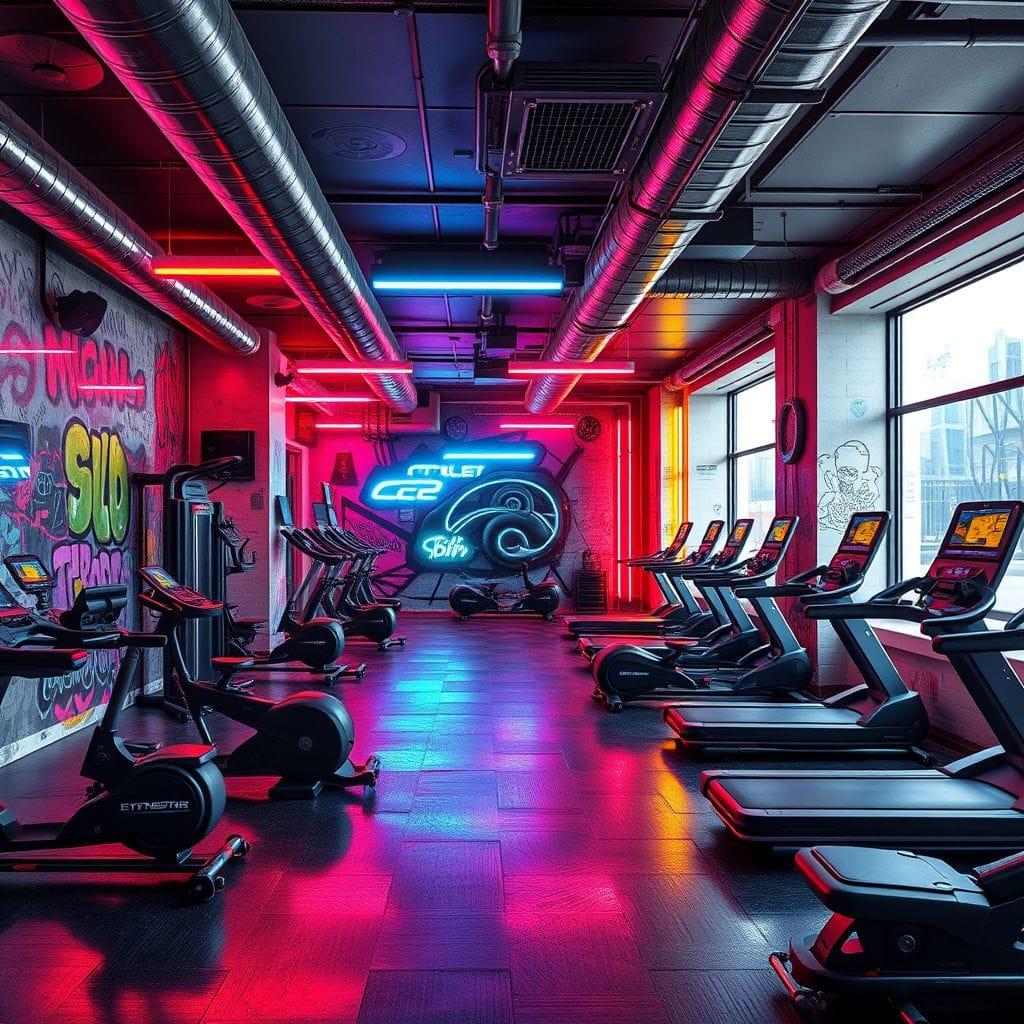 Cyberpunk gym - AI Generated