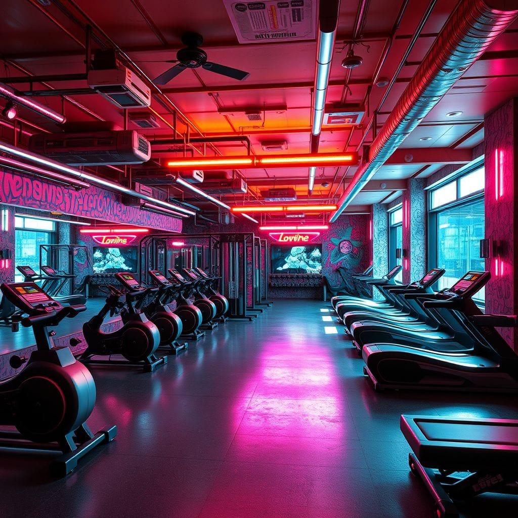 Cyberpunk gym - AI Generated