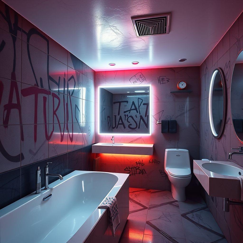 Cyberpunk hotel bathroom - AI Generated