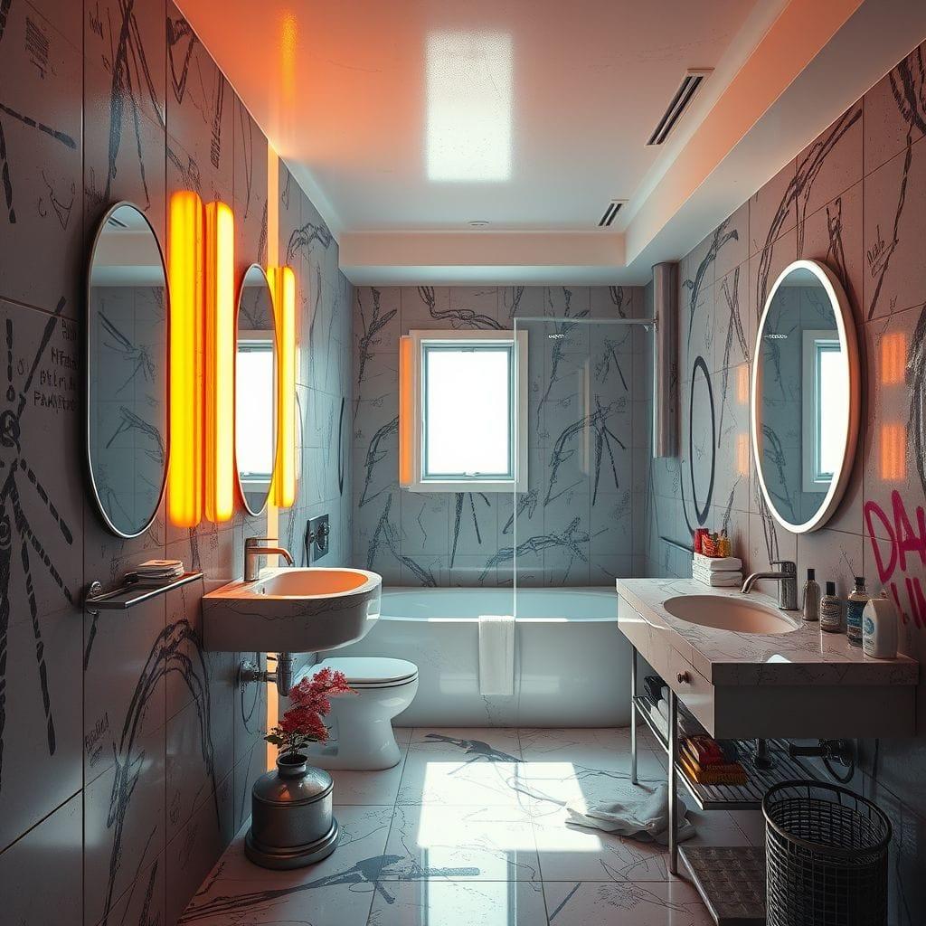 Cyberpunk hotel bathroom - AI Generated