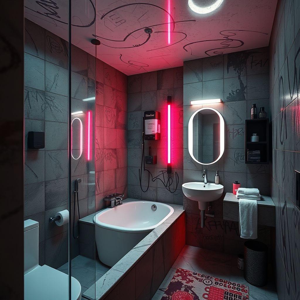 Cyberpunk hotel bathroom - AI Generated
