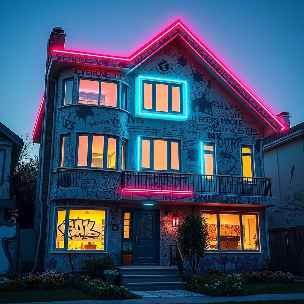 Cyberpunk house exterior - AI Generated