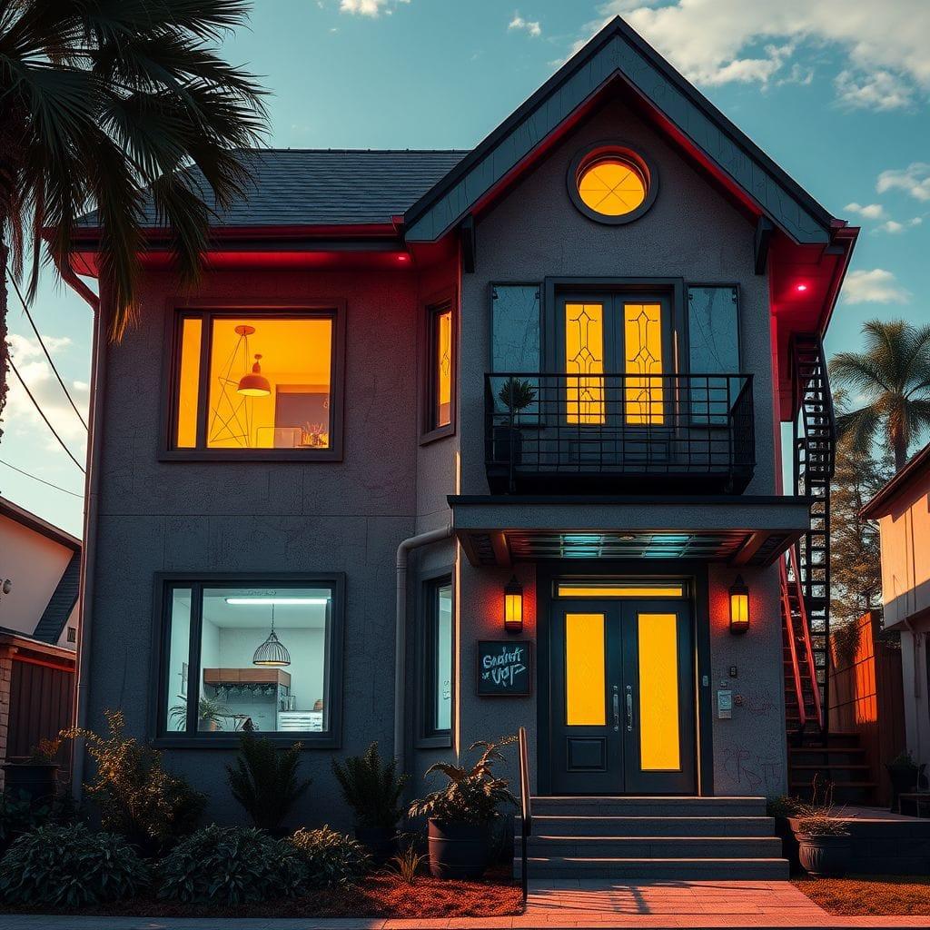 Cyberpunk house exterior - AI Generated
