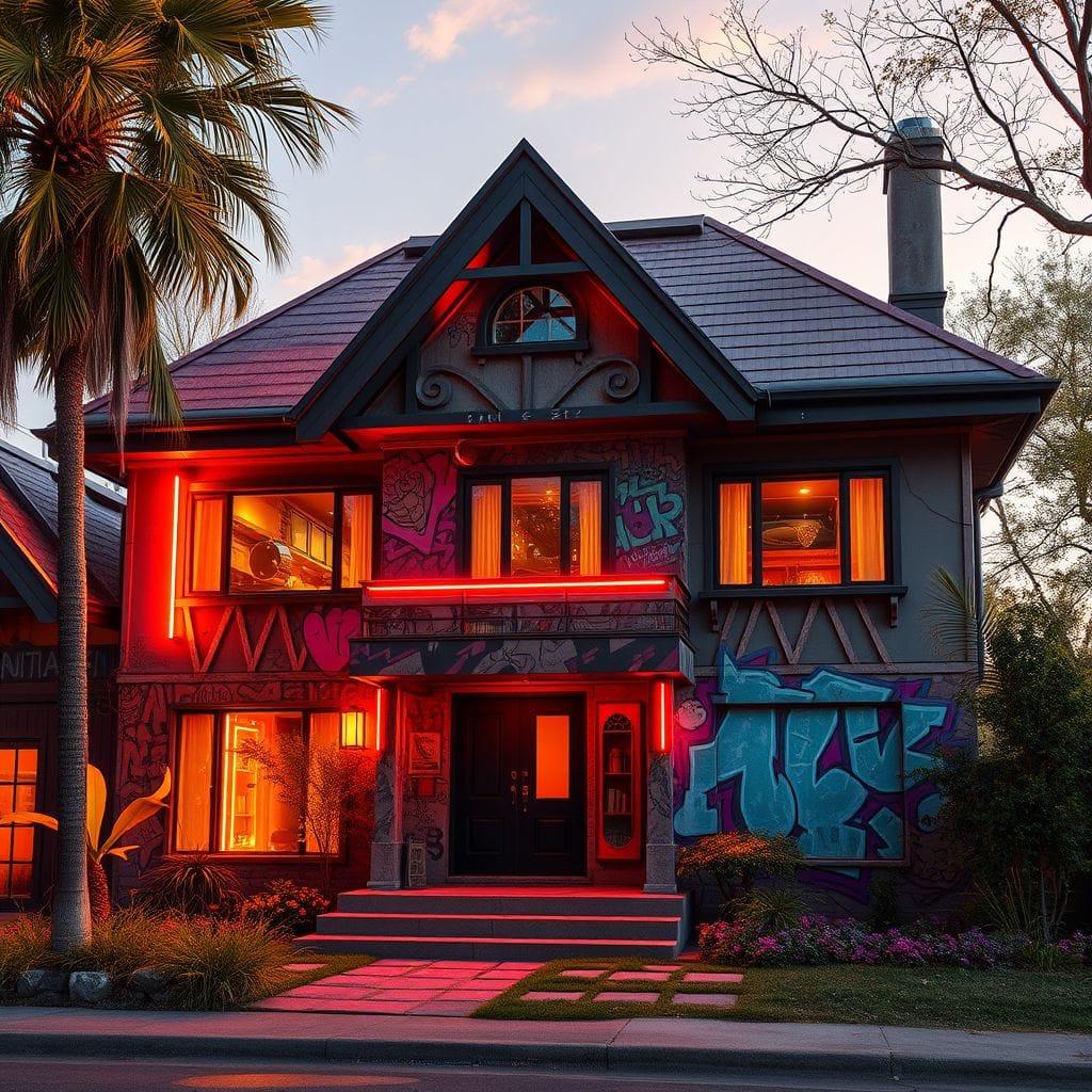 Cyberpunk house exterior - AI Generated