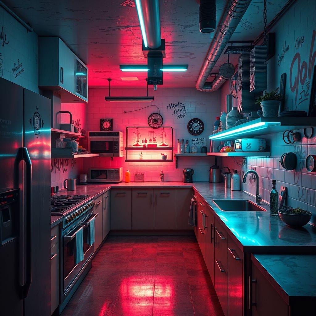 Cyberpunk kitchen - AI Generated