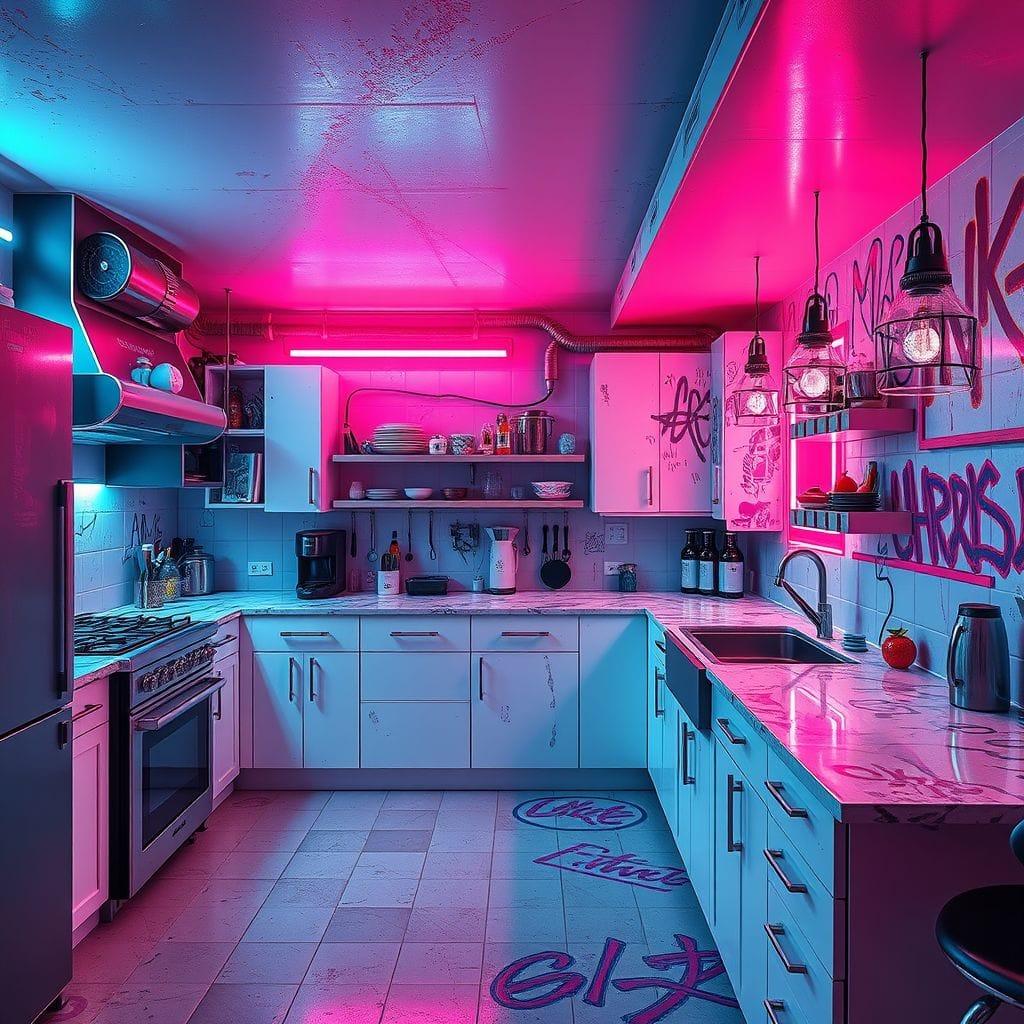 Cyberpunk kitchen - AI Generated