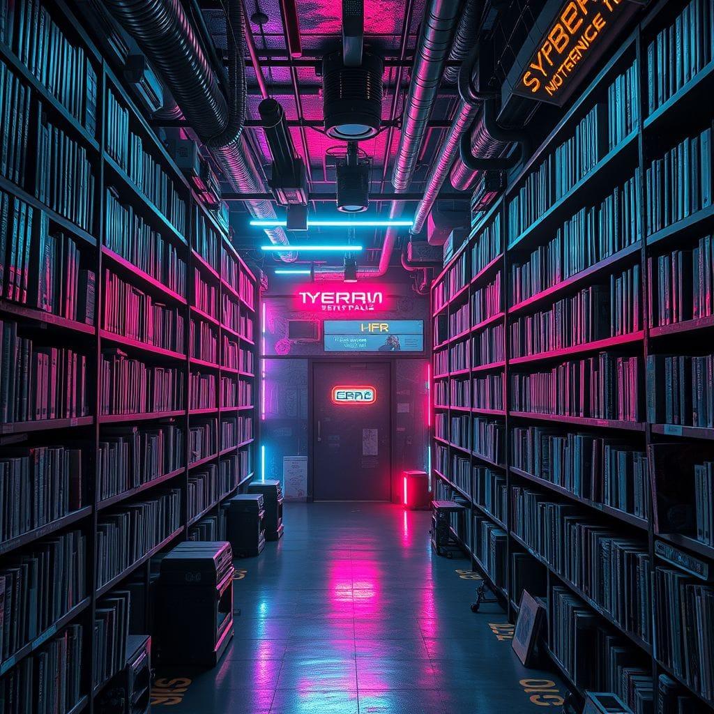 Cyberpunk library - AI Generated
