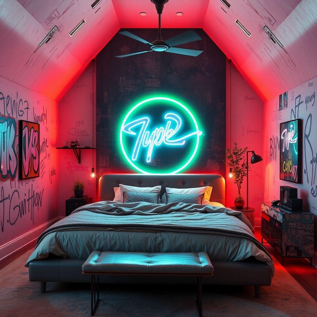Cyberpunk master bedroom - AI Generated