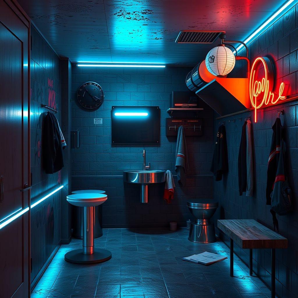 Cyberpunk mudroom - AI Generated