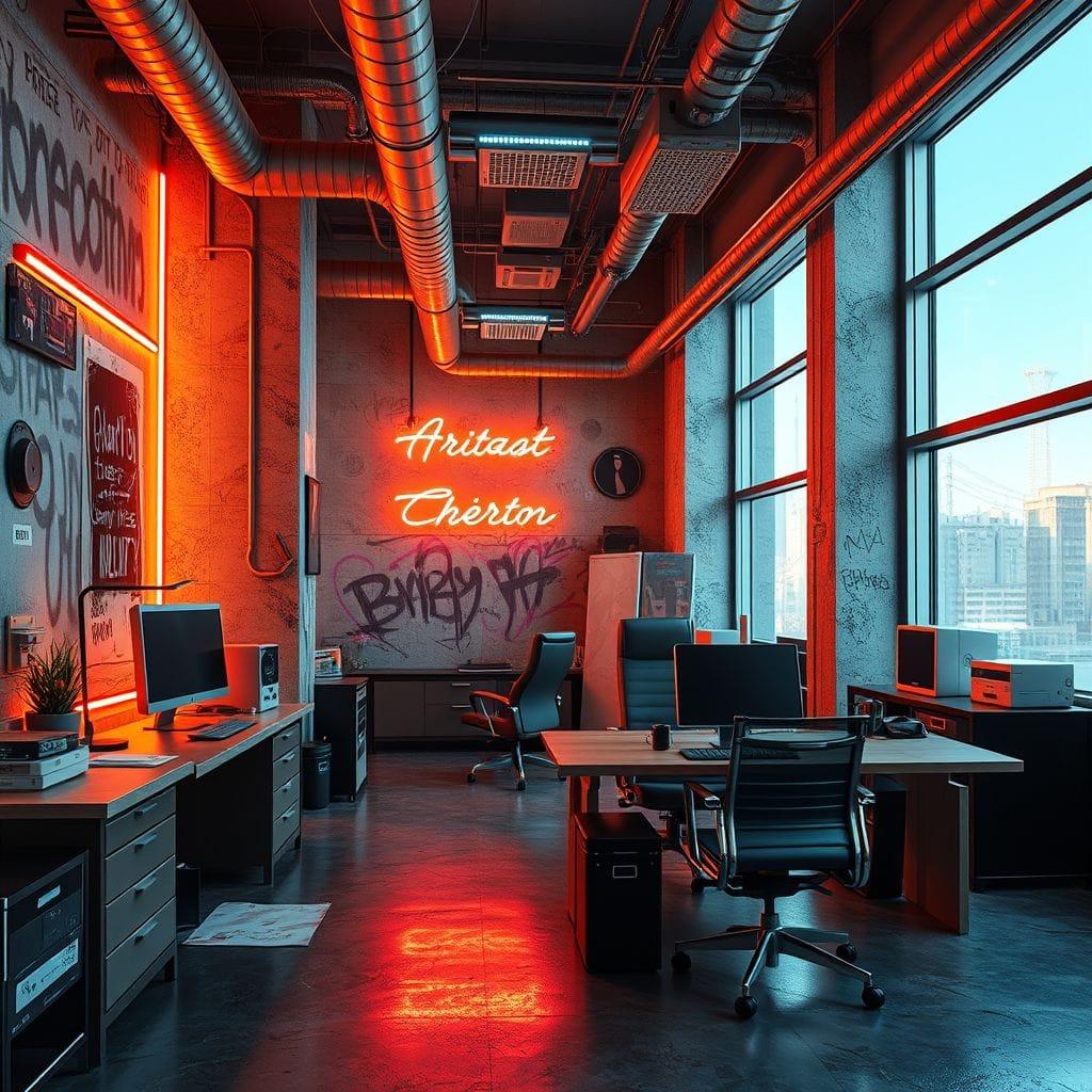 Cyberpunk office - AI Generated