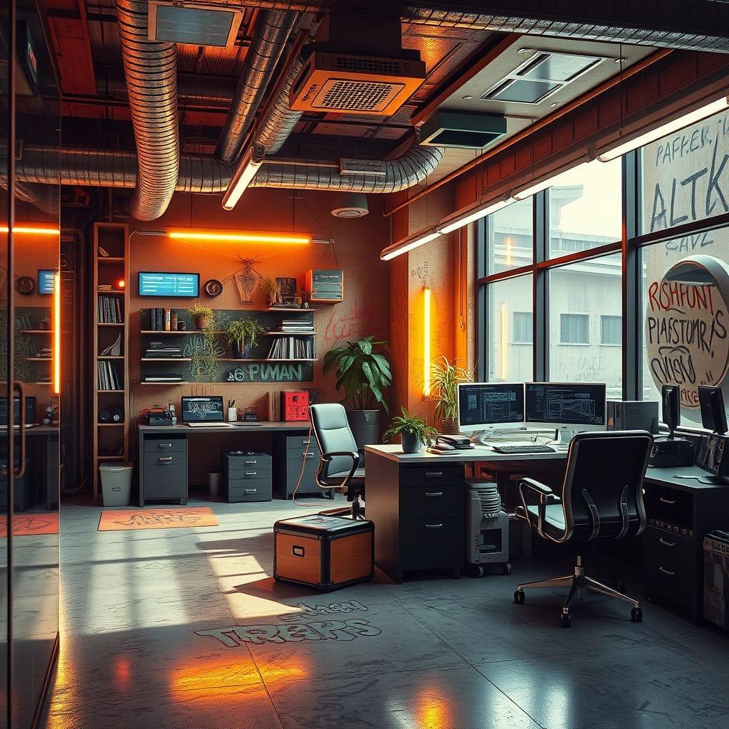 Cyberpunk office - AI Generated
