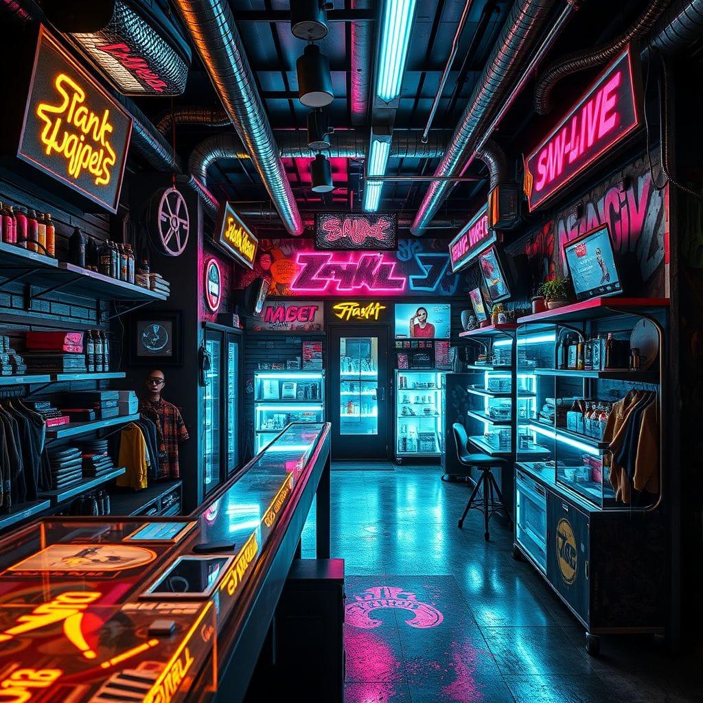 Cyberpunk store - AI Generated