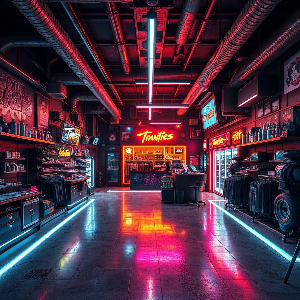 Cyberpunk store - AI Generated