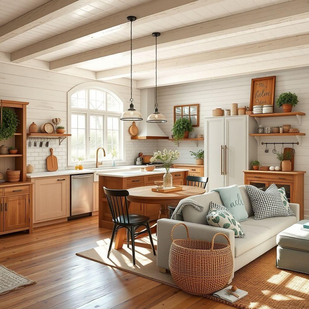 Farmhouse kitchen living combo - AI Generated