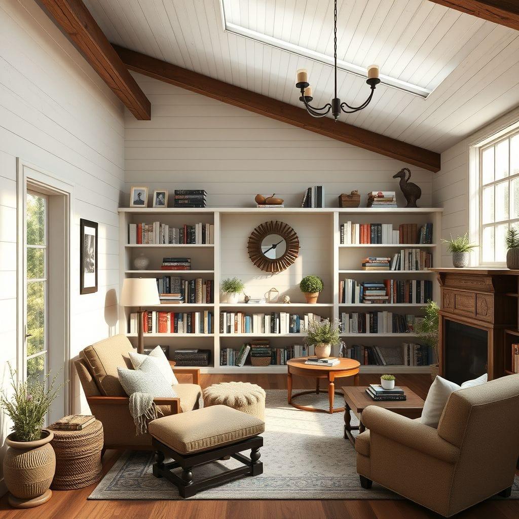 Farmhouse library - AI Generated