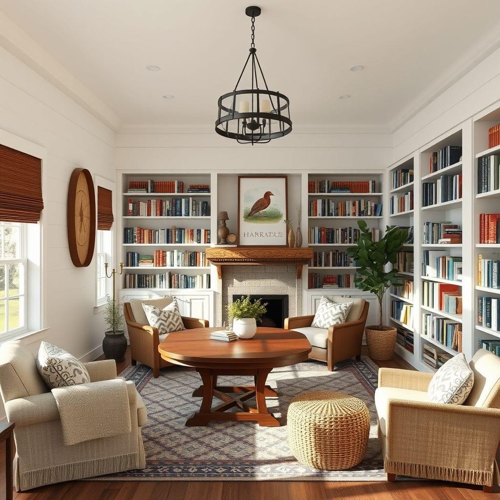 Farmhouse library - AI Generated