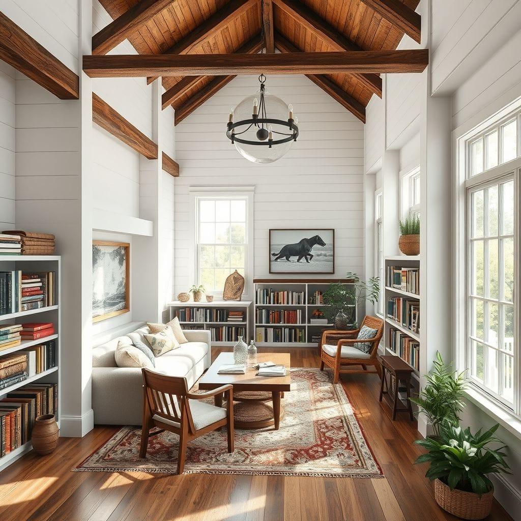 Farmhouse library - AI Generated