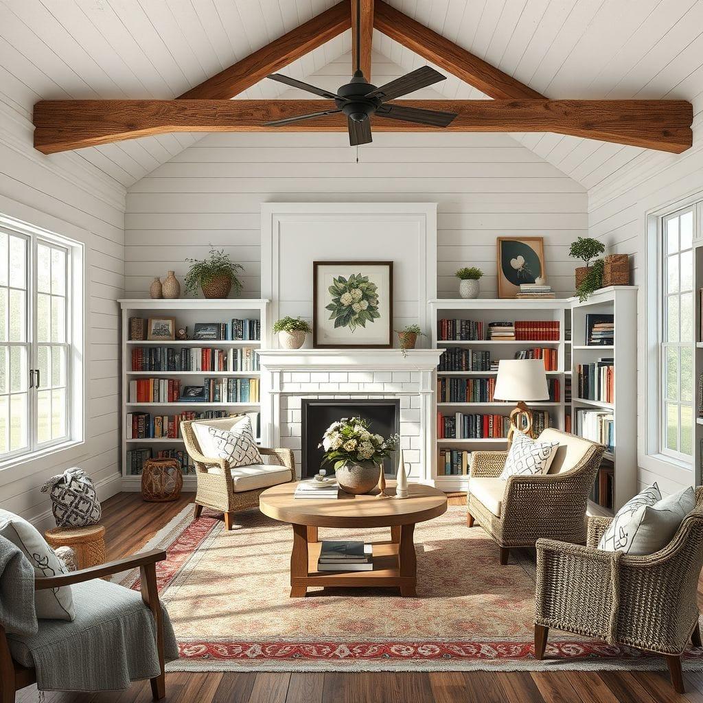 Farmhouse library - AI Generated