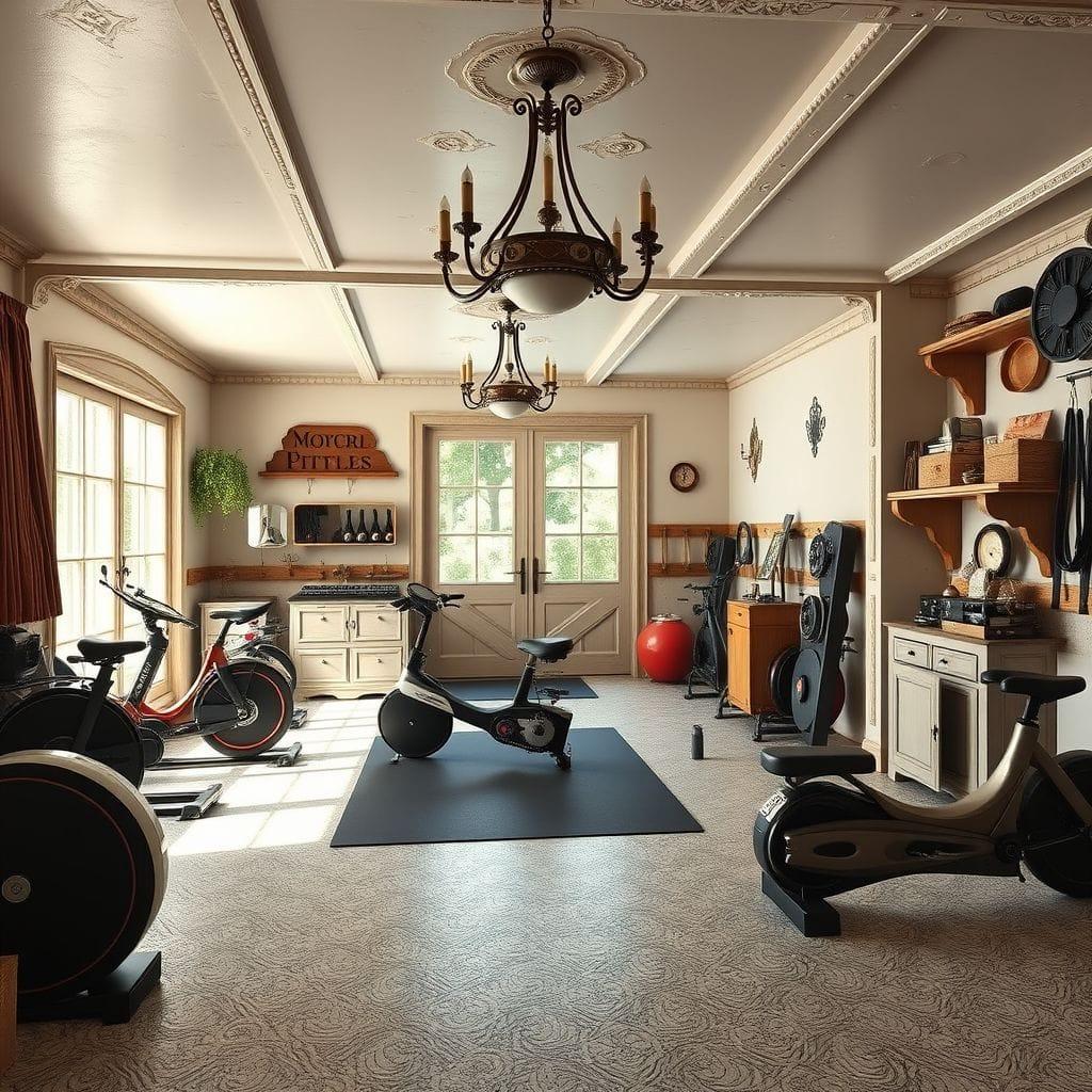 French Country garage gym - AI Generated