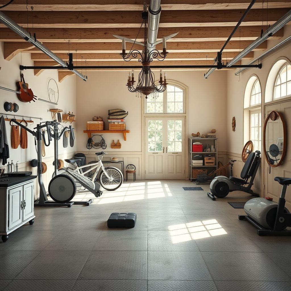French Country garage gym - AI Generated
