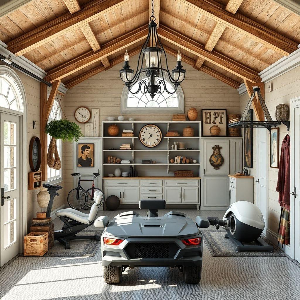 French Country garage gym - AI Generated