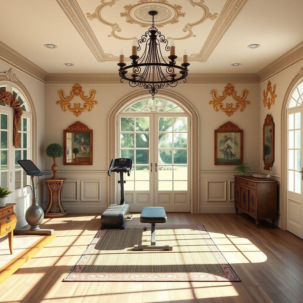 French Country home gym - AI Generated