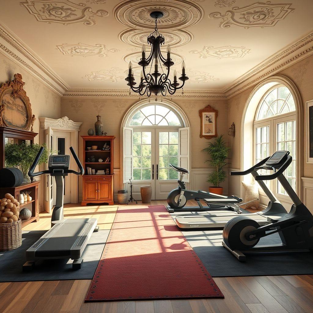 French Country home gym - AI Generated