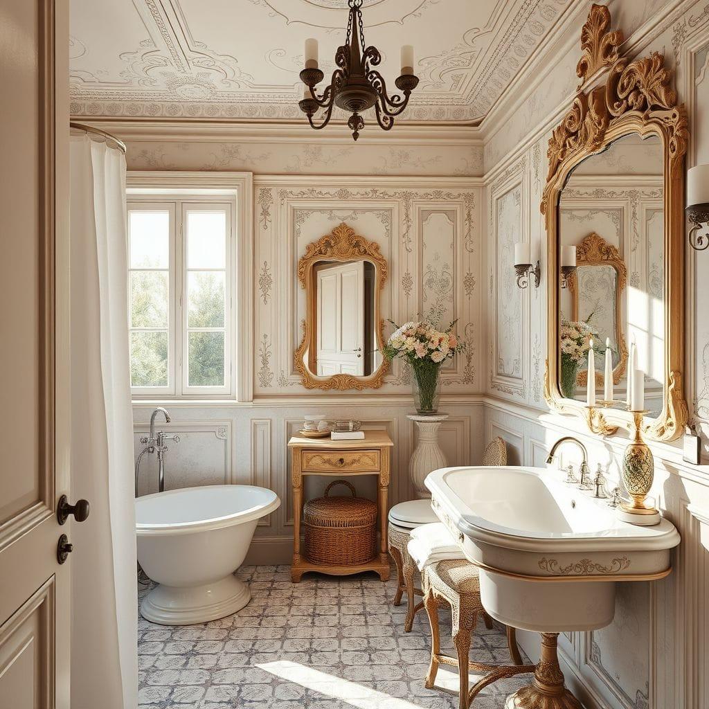 French Country hotel bathroom - AI Generated