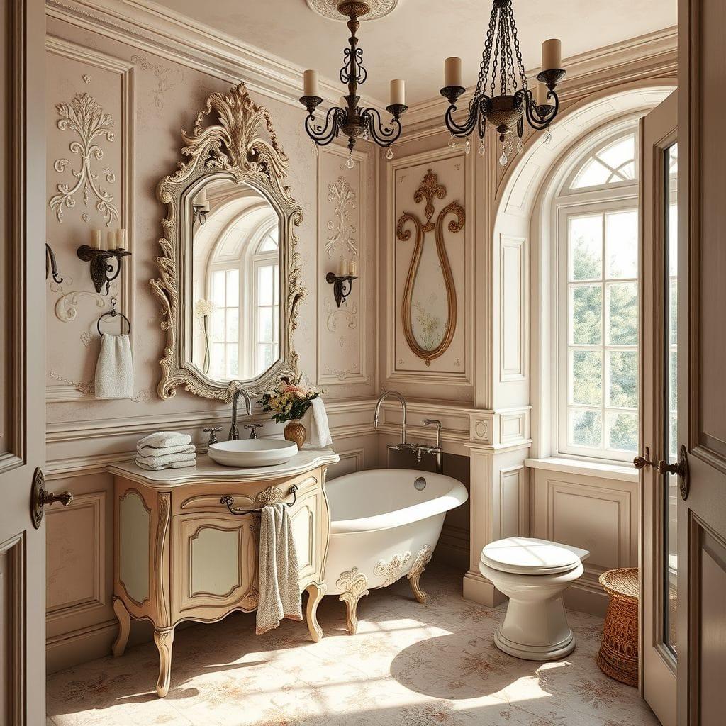 French Country hotel bathroom - AI Generated