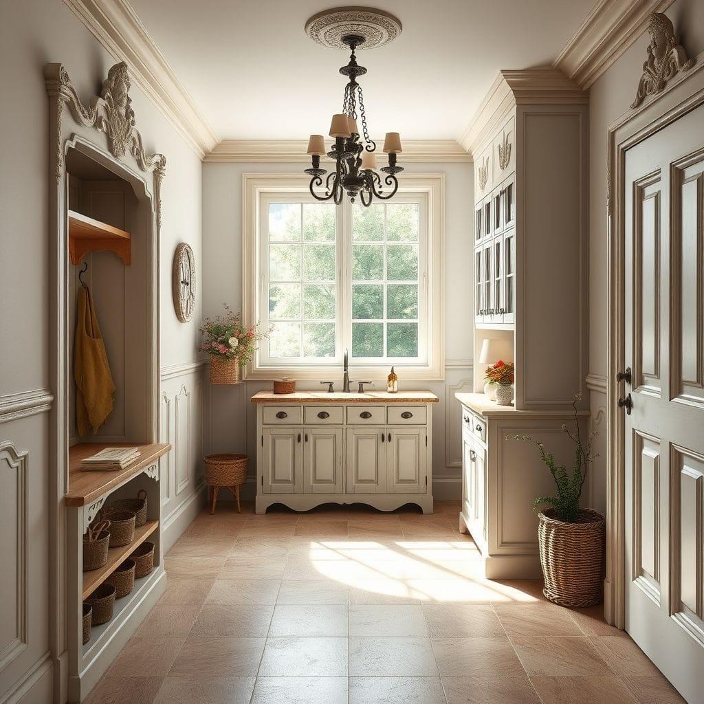 French Country mudroom - AI Generated