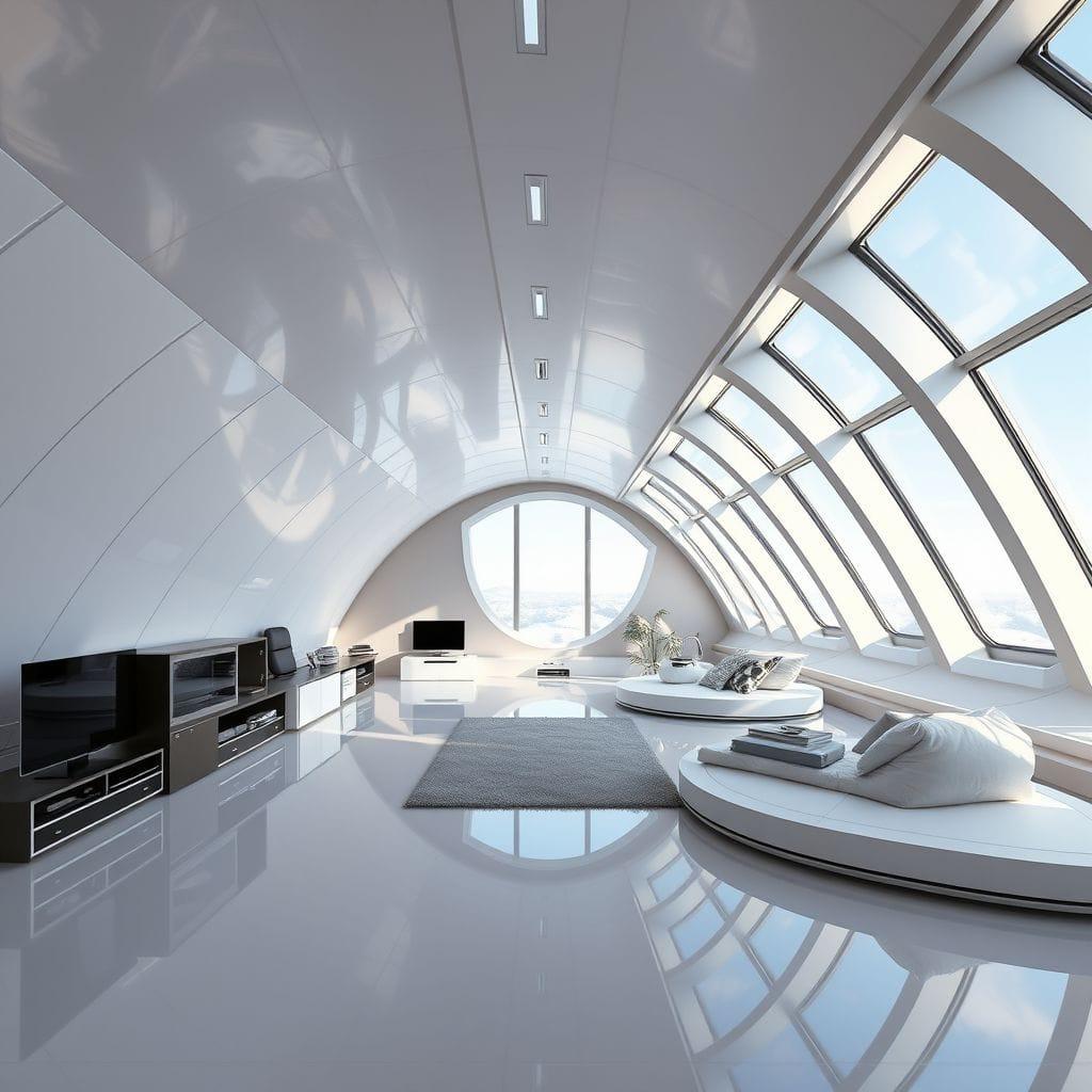 Futuristic attic - AI Generated