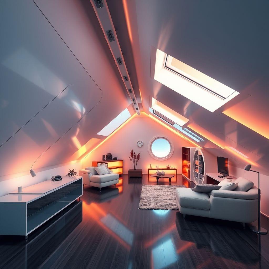 Futuristic attic - AI Generated