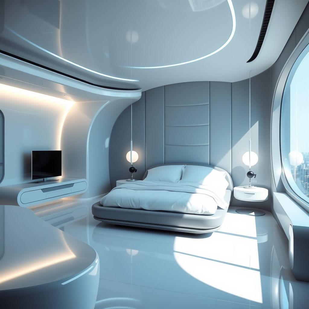 Futuristic bedroom - AI Generated