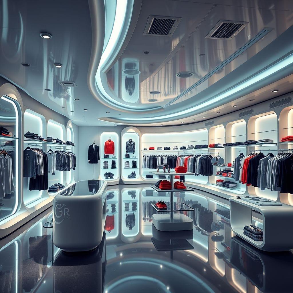 Futuristic clothing store - AI Generated
